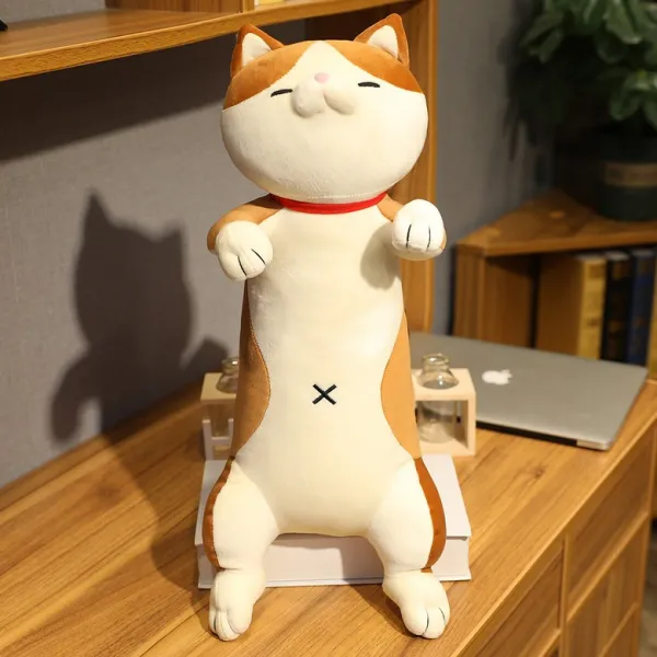 시바견인형 큰 인형 귀여운 안고자는베개 수면 침대 슈퍼 부드러움 생일선물, 갈색 고양이 + 60 센치 메터cm
