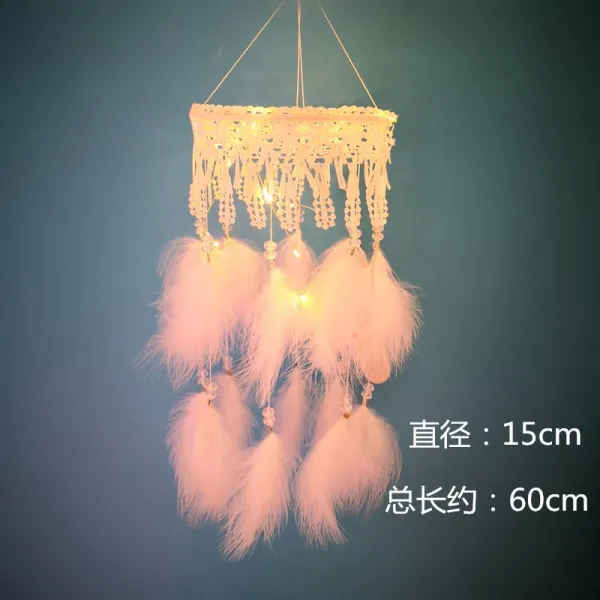 데이터글로벌 유니콘 소녀마음 모빌 후우링 풍경 풍령 숲 드림그물을 덮쳐 보완하다해머링 장식 작은 벽걸이 부품, 낙기러기 화이트 구매하면 1 6