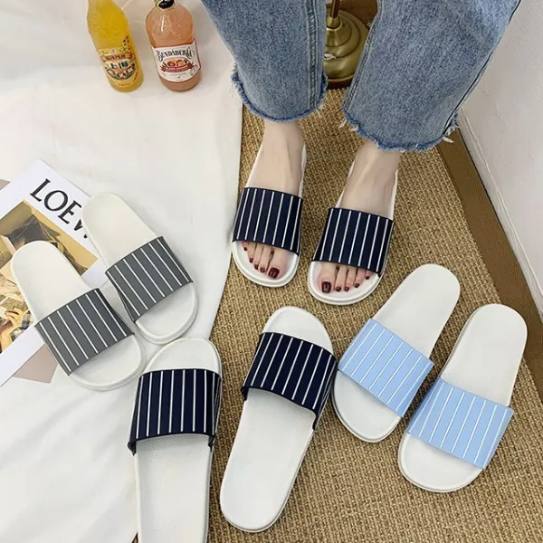 스타일호른 줄무늬 밑창 두꺼운 층간 소음 방지 푹신한 슬리퍼