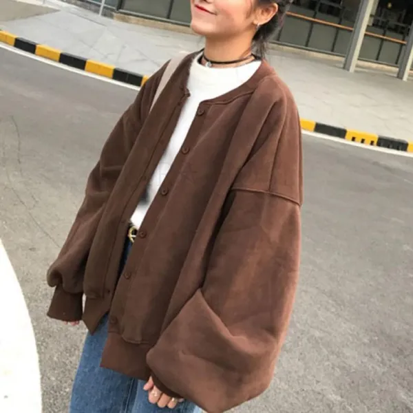 Kirahosi 여학생 봄 가을 간절기 퍼프 캐주얼 캠퍼스 가디건 + 덧신증정 Cb64h6qr