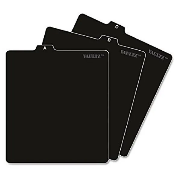 Vaultz A to Z CD and DVD Storage File Guides 26 Guides per Box Black (VZ01176)