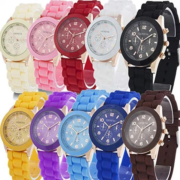 CDYBOX WHOLESALE 10 ASSORTED 여성들. 다발 내분비선 성신 생물 SILICONE CASUAL WATCH QUARTZ WRISTWATCH CANDY 색상