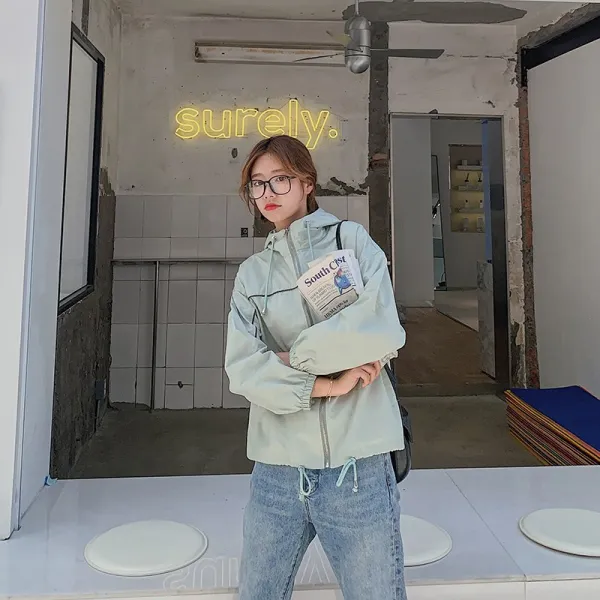 Okseller1 스포티 데일리룩 스트링 캐주얼 바람막이점퍼