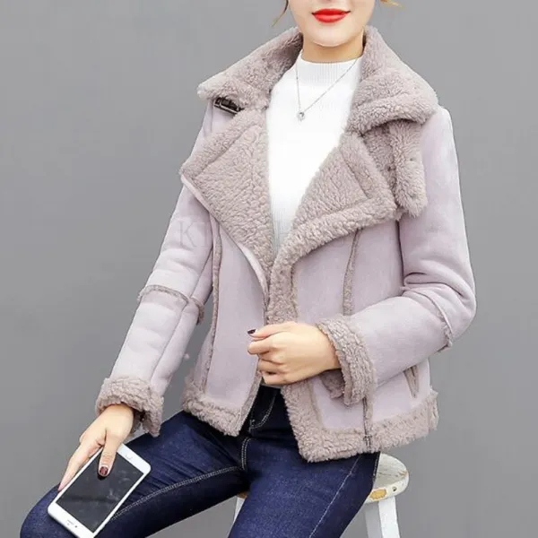 kirahosi 트렌디 숏 라이더 자켓 여성 스웨이드 세무 재킷 폭신 455호+덧신증정 Rv4q2t2