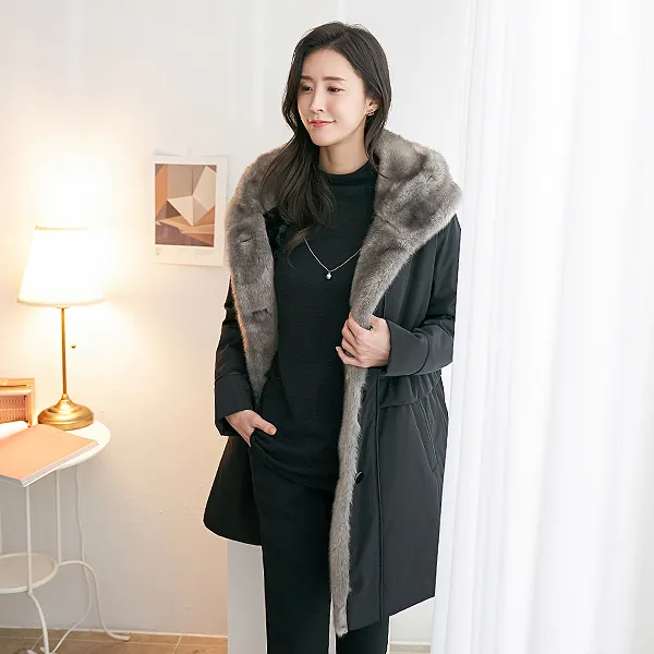 드리다 페이크퍼 패딩 코트 점퍼 퍼안감 허리조절 빅사이즈 엄마옷 마담옷 50대 중년여성