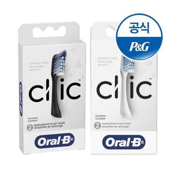 [오랄비] 프리미엄 칫솔 클릭 리필모 화이트(2개입) 1개 + 블랙(2개입) 1개, 제품선택:클릭 리필모 화이트(2개입) + 블랙(2개입)[OR308][OR309]