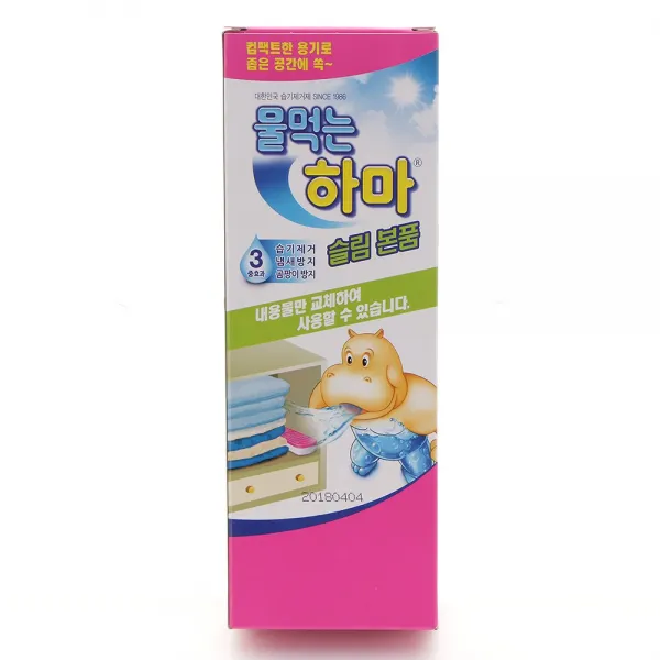 물먹는하마 슬림 본품 1팩 슬림 리필로 내용물만 교체가능 슬림형으로 좁은공간에 사용 이불장 서랍장 신발장에적합, 슬림 리필