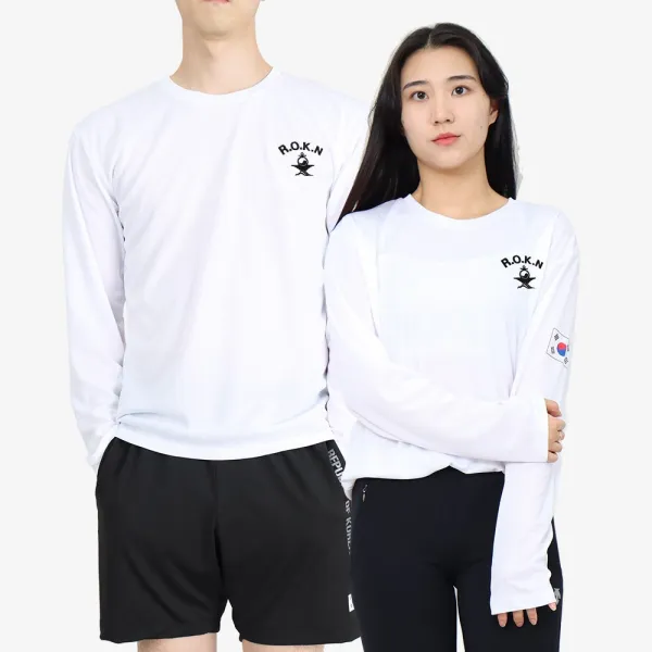 쿨드라이 해군 Rokn 로카티 긴팔티 흰색 군인 티셔츠