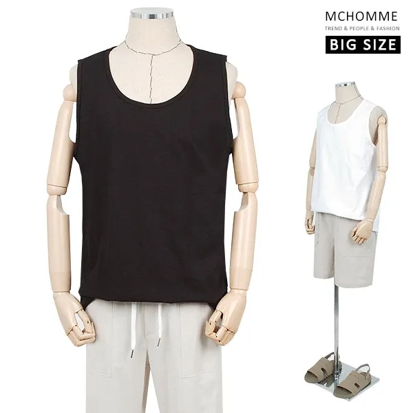 엠씨옴므 엠씨옴므 빅사이즈 오버핏 메인 무지 라운드 민소매 티셔츠 ~3xl Tt19s56_b