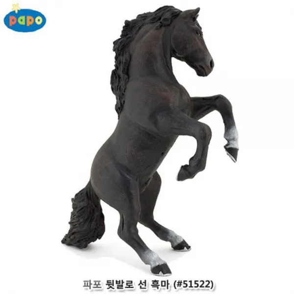 c감성만족_W56EF47_고급 피규어시리즈 파포 모형동물 뒷발로선 흑마_브랜드_동물피규어