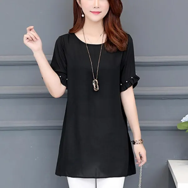 Kirahosi 여성 빅사이즈 상의 루즈핏 얇은 쉬폰블라우스 110호 Al1k9iu+ 덧신 증정