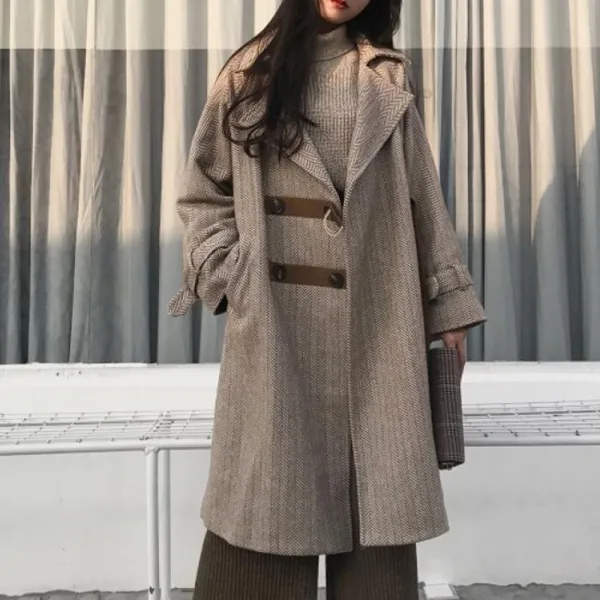 Kirahosi 롱코트 가을 겨울 여성 모직 캐시미어 롱코트 자켓 아우터 슬림핏 110 258 H7v9tlh