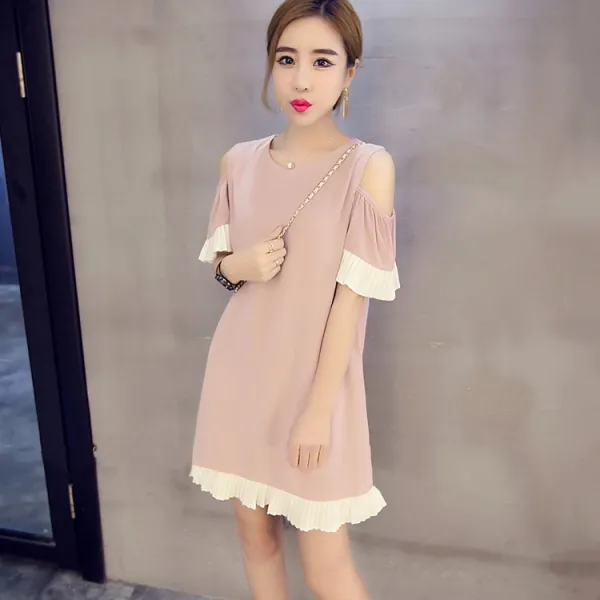 패션이루 나시 미니 원피스 프릴 빅사이즈 미니 오프숄더 박시