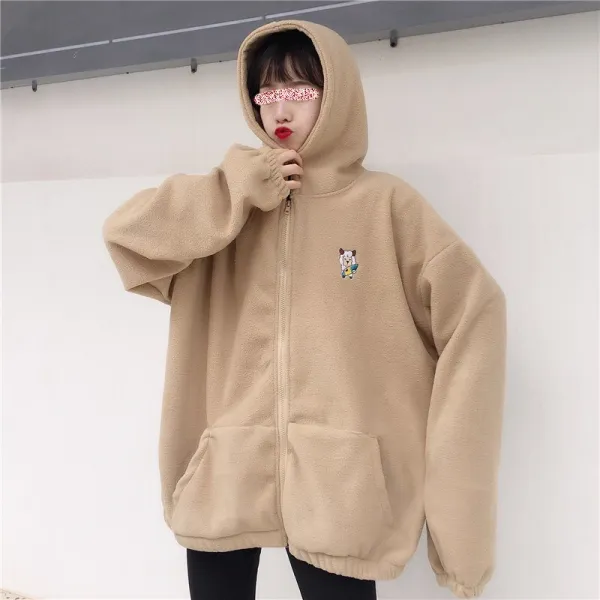 아도니스 여성 램스울 후드 맨투맨 빅사이즈 뽀글이 아우터웨어 후드집업 후드집 A6146