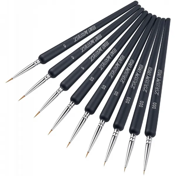 ZKSM 9 피스 페인트 브러쉬 수채화 및 아크릴 페인트 미니어처 브러시 다발성 브러쉬 모든 표면 및 다