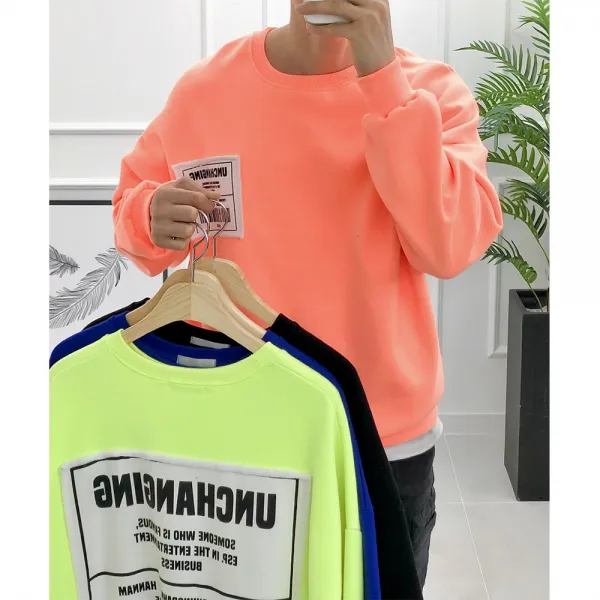장롱 유니크한 남자 형광 맨투맨기모티셔츠 맨투맨