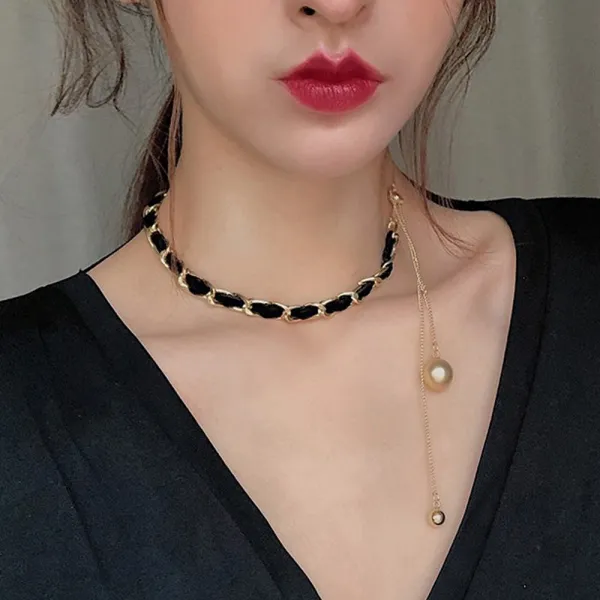 ONEHADA 원하다 패브릭 골드 체인 꼬임 섹시한 초커 목걸이 목걸이>여성패션목걸이