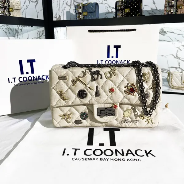 삼십 다만 고 좋다 같은스타일 리얼가죽 스윗 퀼팅 개성 뱃지 여성가방 트렌드