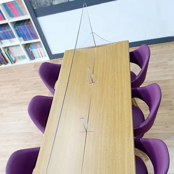 주식회사집현전 식탁 가림판 폴리카보네이트5T - 6인용 칸막이 일자받침대형, 높이600