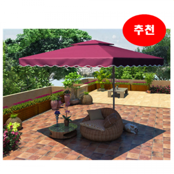 호호몰 "유러피안 스타일 느낌~~" 초대형사각폴딩파라솔 천막파라솔 사각폴딩 와인