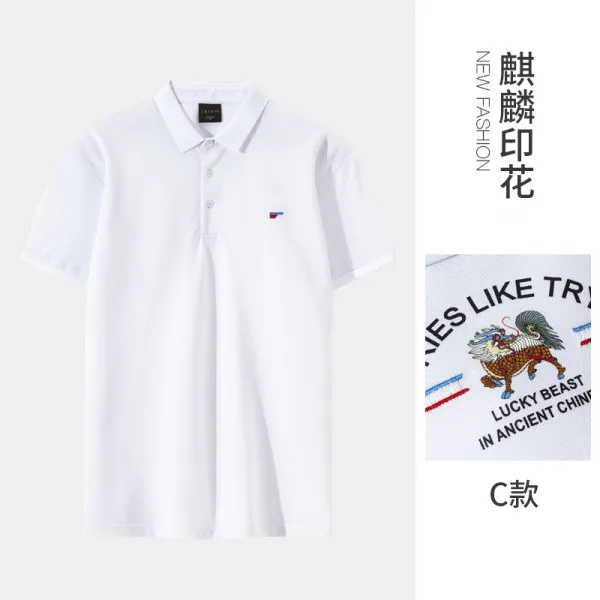 카라셔츠 퀄리티 반장 남자 반팔 여름 얇게 뒤집다 배기 자수를 권유했다 비지니스 T블랙 캐쥬얼 소매 2678720381