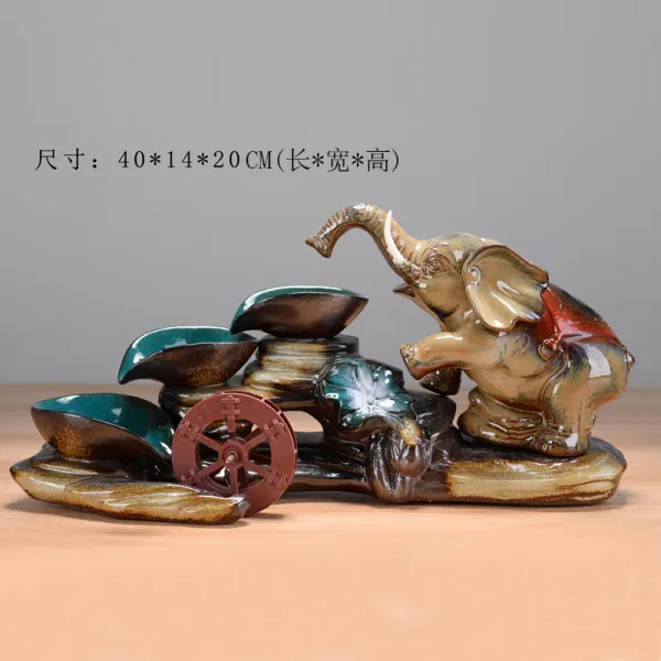 와이유 코끼리장식 유수장품 DIY부품 순환수세라믹 어항수통양어조경어조경출, 윈드라이버 코끼리 철봉 + 펌프 40*14*2