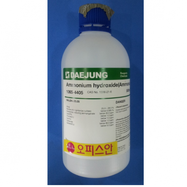 오피스안 수산화암모늄 암모니아수 (D.J) Ammonium hydroxide 25~28% [EP]-500ml 개인판매금지 시약