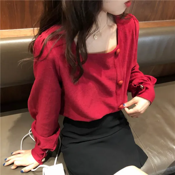 데일리나인 여성블라우스 여자블라우스 긴팔 긴소매 케미 스퀘어넥 블라우스 예쁜블라우스 20대 30대 여성옷