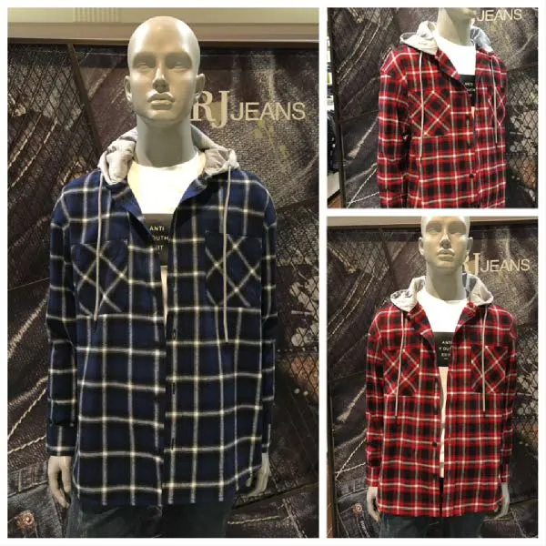 [현대백화점]J.FRJ Jeans(에프알제이)F84M-SH049A 남성후드달이체크셔츠　
