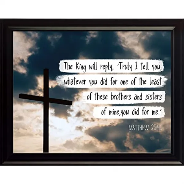 EOM Matthew 25 : 40 킹 킹 답장 기독교 포스터 인쇄 그림 또는 액자 벽 아트 장식 - 성경 운행 컬 - E0370075V5RX411