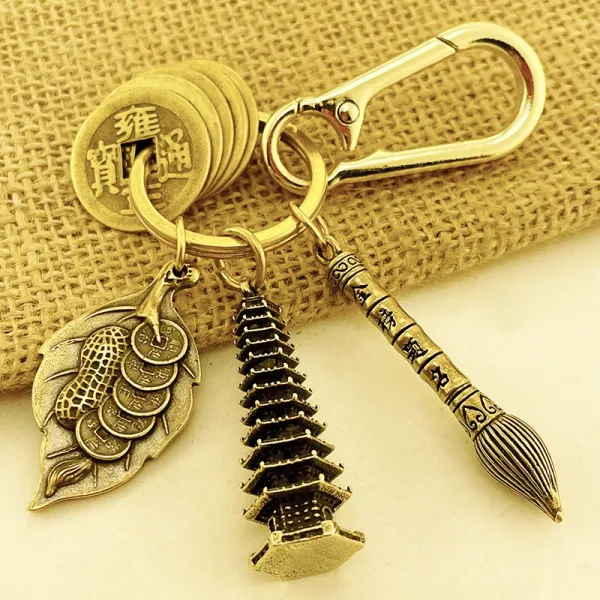 열쇠고리 만년필이다 문장 걸이용품 문창탑 와 장원필 순동 13단 엘로 구리 공예품 오제전 4780173696, H10 삼층 _펜으로 서명하다. _돈