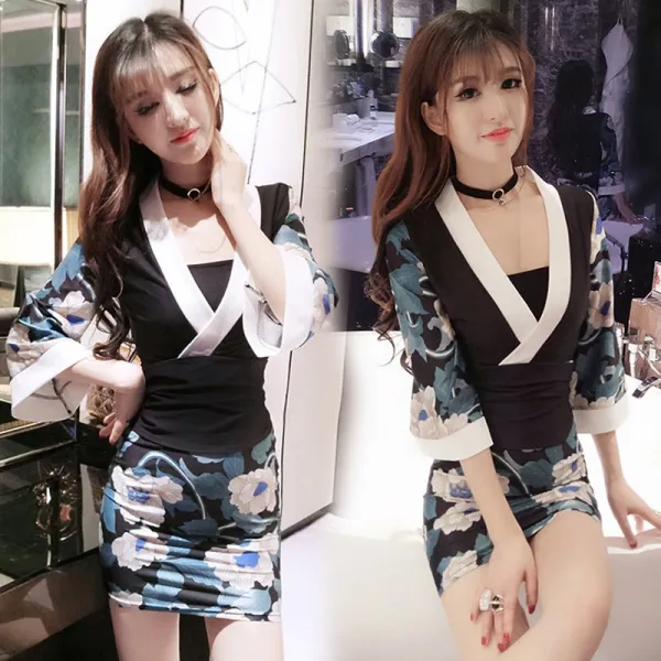도깨비몰 여성 섹시 원피스 홀복 미니 오사카 시스루 기모노 룩