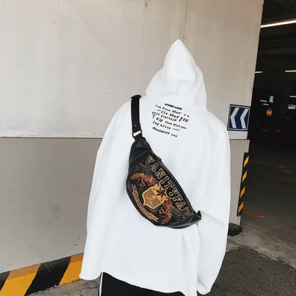 해외 힙색 슬링백 오리지널 디자인한 한국판 트랜드 흉포 가죽 힙색 앞 크로스백인 경우