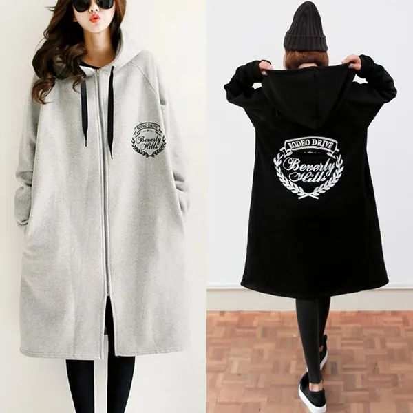  렛잇샤인 박스핏 빅사이즈 데오 기모 데일리 롱 후드집업점퍼