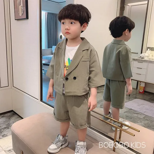 뽀뽀뽀아동복 유아 루즈핏 남아 정장 상하 세트 아기 키즈 아동 오버핏 캐주얼 복 결혼식 하객룩 반팔 반바지 촬영룩