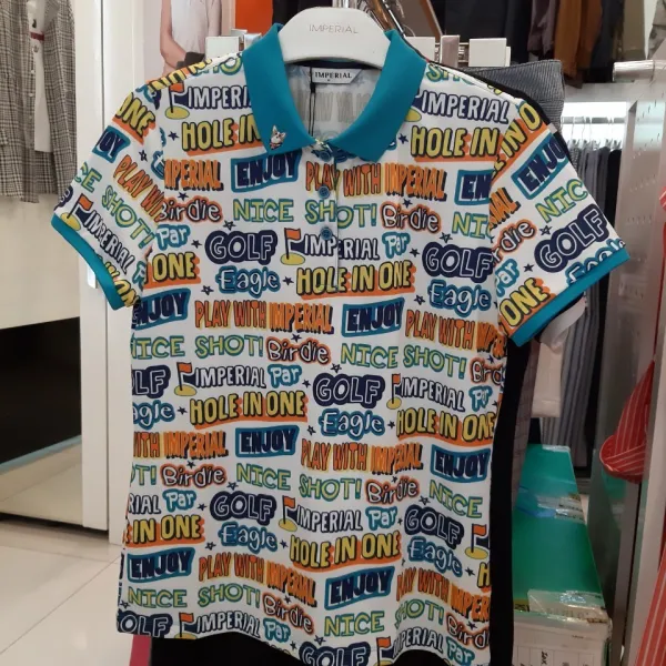 임페리얼 동아강북 여성 캐주얼 프린트 반팔 카라 티셔츠 P0a1211 블루