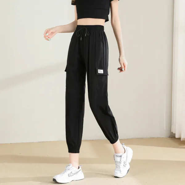 여름카고바지 끌기 카펫식 SPOR T 와이드 루즈핏 밧줄을 매다 조거 츄리닝바지 여성 슬림핏 캐주얼바지 2366839756