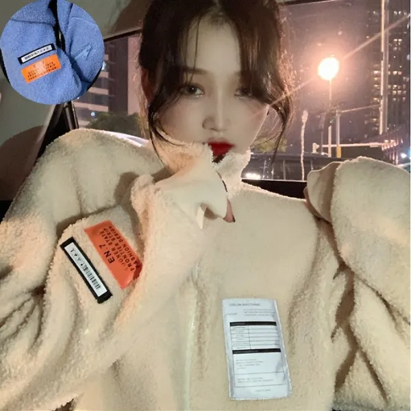 더세븐스레터 여성 EN 7 패치 양털 후리스 집업