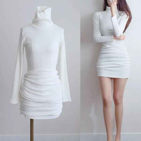 나날샵 목폴라원피스 셔링원피스 원피스 니트원피스 폴라원피스 섹시원피스 홀복 하객원피스 코트