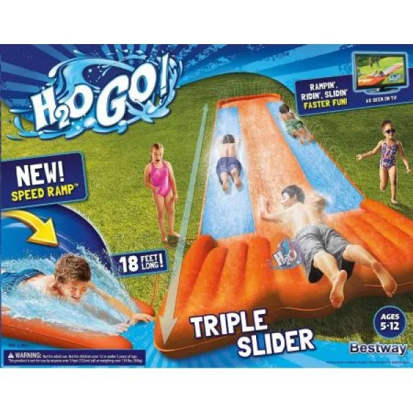 TEAM Inflatable Triple Water Slide Outdoor Kids Play Backyard Pool Big Splash Spit PROD691250921, 상세 설명 참조0, 상세 설명 참조0