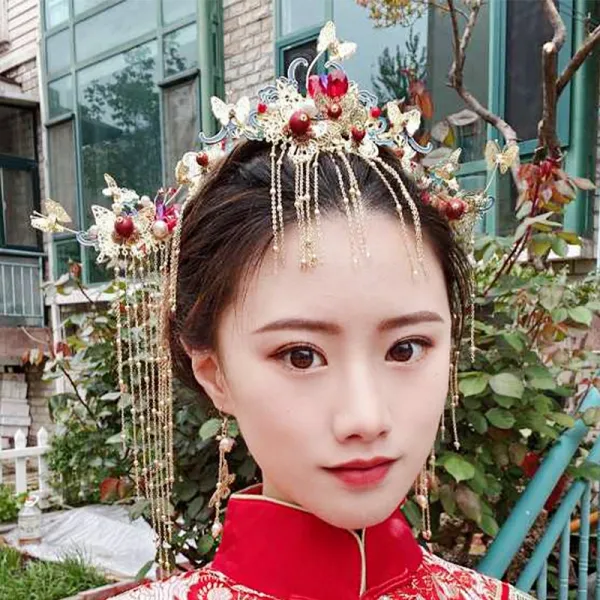 신부 헤어액세서리 중국식 봉관 수화 와 유니폼 용봉고 품 결혼 고대복장