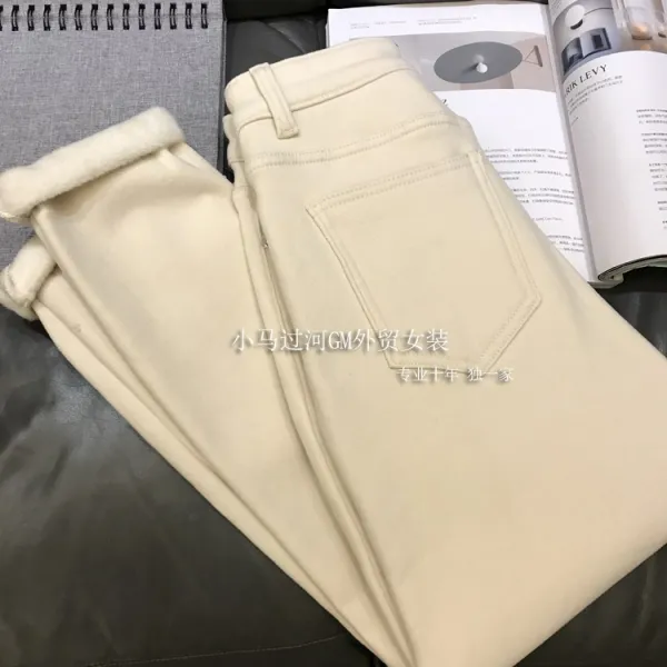 단골손님 대담함 눈을 감다 받다 복합 기모 융 화이트 와이드 루즈핏 스트레이트핏 일자 두꺼운 카고 여성 겨울