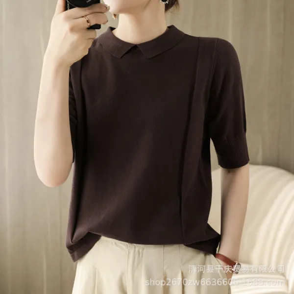 하계티셔츠 와이드 루즈핏 면직삼 순면 코튼 반팔 플랫카라 무명실 x2개