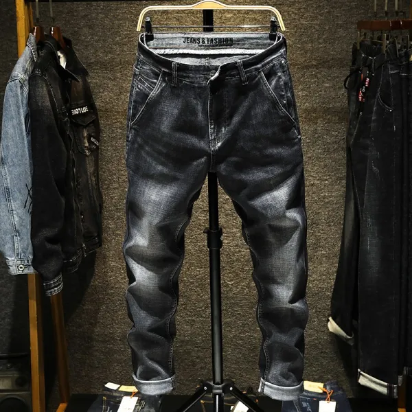 차일드영 스트레이트진 일자청팬츠 스트레이트데님 큰옷청바지 남자 하이 스판 와이드 루즈핏 빅 텐션감 긴바지 슬림