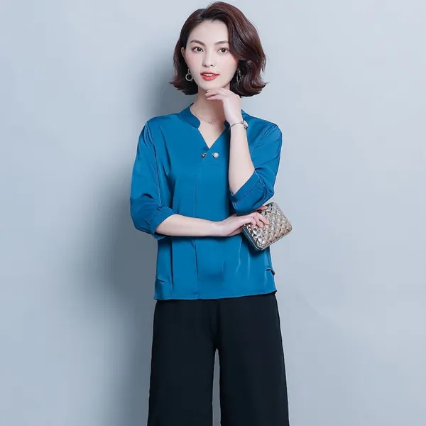 위파인더 엄마 가을 패션 마나님 셔츠 중년 여장 고급 상의 중장년 추장녀