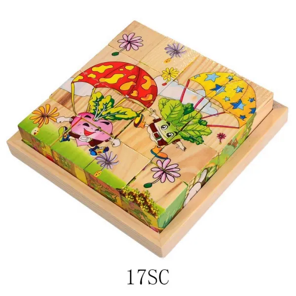 HY 16 알의 목질조각그림 어린아동 3D 립체 6면 그림 3-6세 아기 지능조제 계몽적장난감장난감세트 QH19 A022, 17SC, 1팩