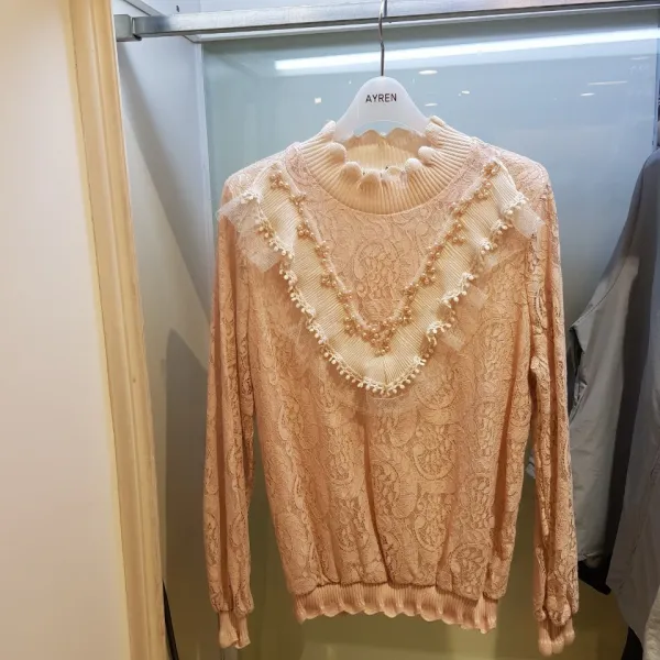에이렌 울산점 허리 시보리 레이스블라우스 RH2BL200 PK F 뉴코아울산달동점