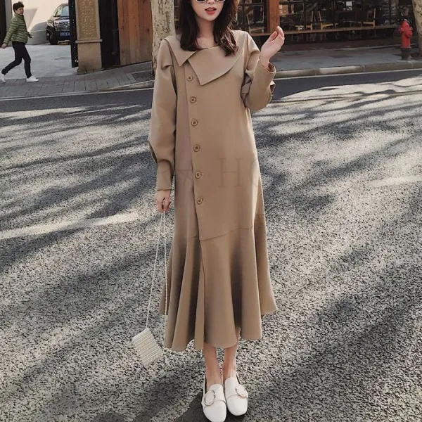 kirahosi 여성 가을 후드 맨투맨 미디롱 원피스 프릴 루즈핏 슬림 260호+ 덧신 증정 DP4dych2