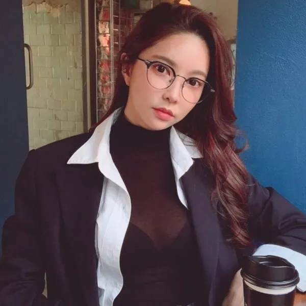 멜라크메 기본 블랙 다각형 남자 여자 하금테 안경+자외선차단 렌즈
