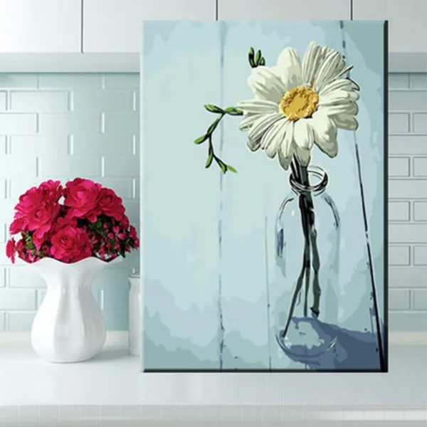 더블류 병에 꽃 그림 DIY 디지털 유화 그리기 X04